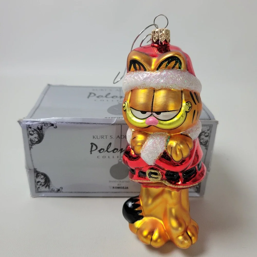 Kurt Adler Polonaise Garfield Santa Glass Christmas Ornament Komozja Poland 6